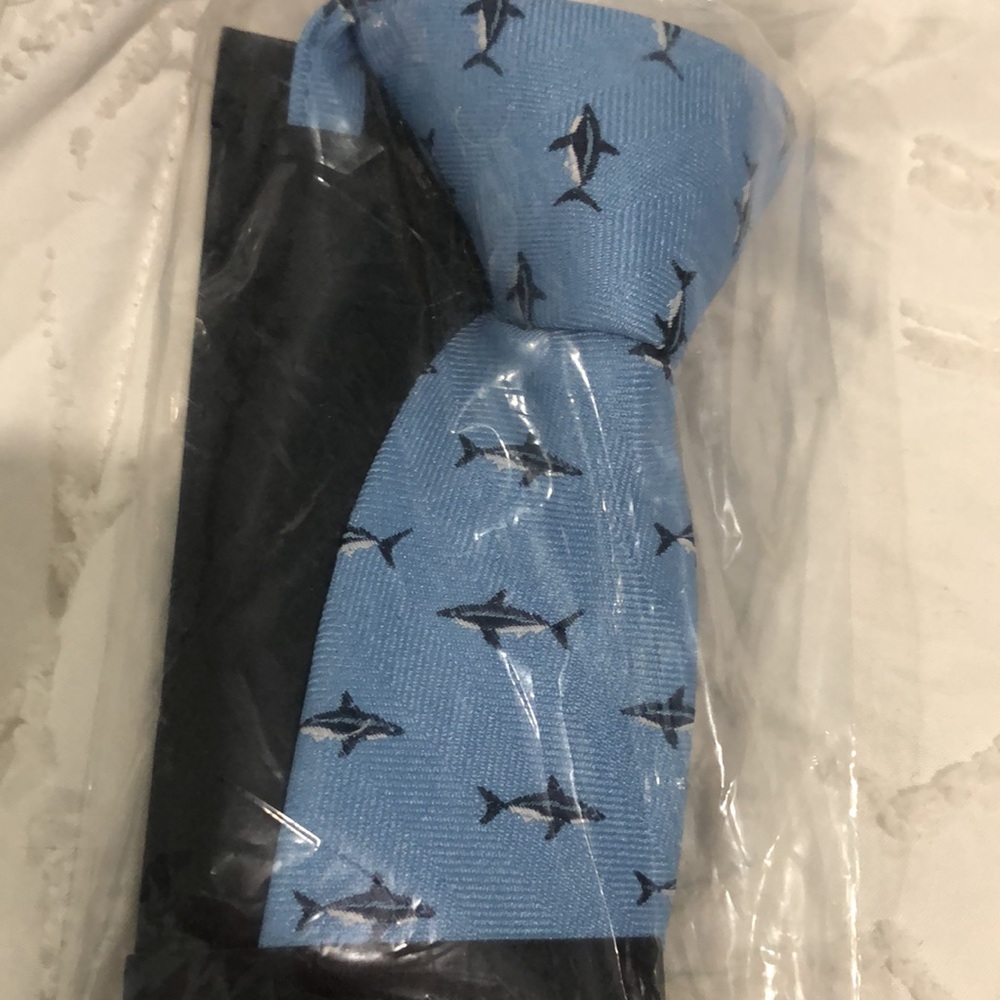 Tommy Hilfiger Blue Shark Pattern Tie